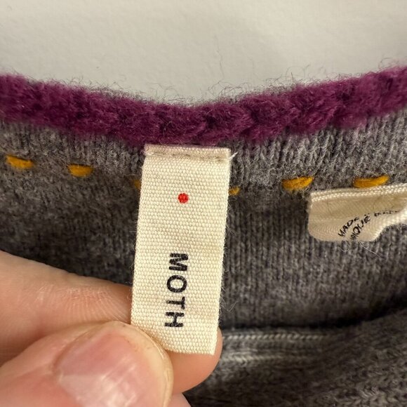 Anthropologie Poncho Moth Madison Park Grey Ribbed Cashmere Blend XS/SM - Picture 3 of 3